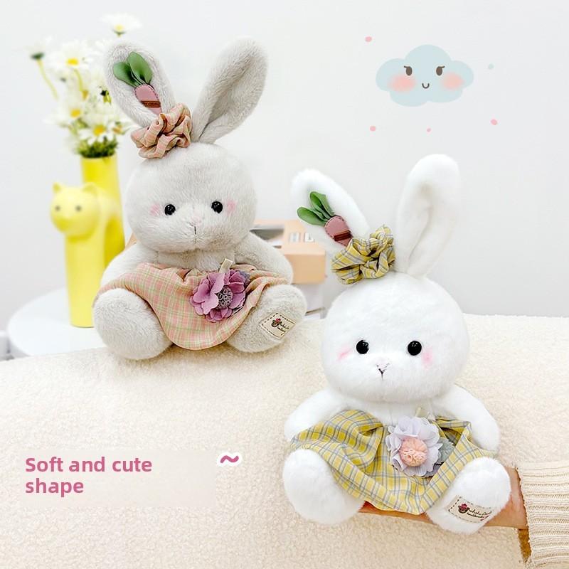 Plush Toy Rabbit With Pink Dress Soft Rabbit Stuffed Animal For Gift Kids