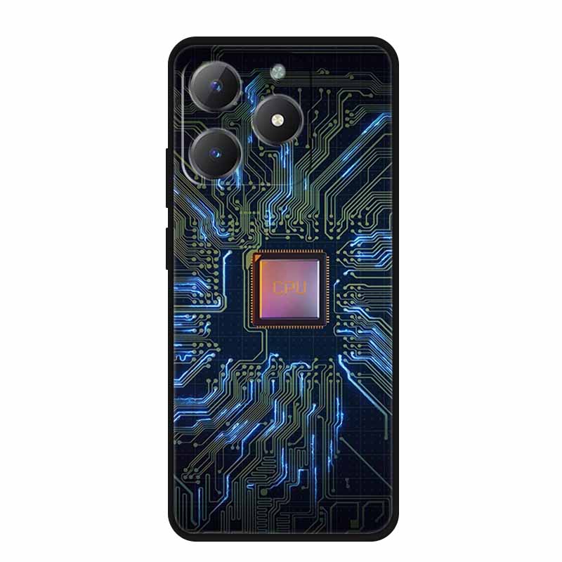 For Realme Narzo N61 Phone Case N 61 Coque Flowers Black Silicone Soft Back Cover For Realme Note 60 Case Note60 Funda Bags Capa