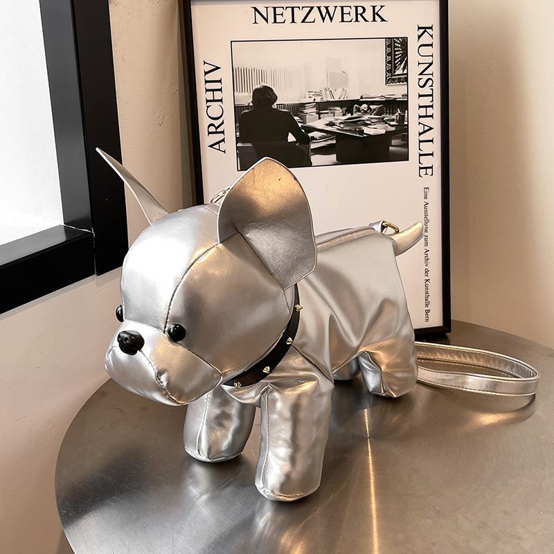 

Cute red French bucket bag female 2025 new original personality doll animal bag messenger bag shoulder small backpack серебряный