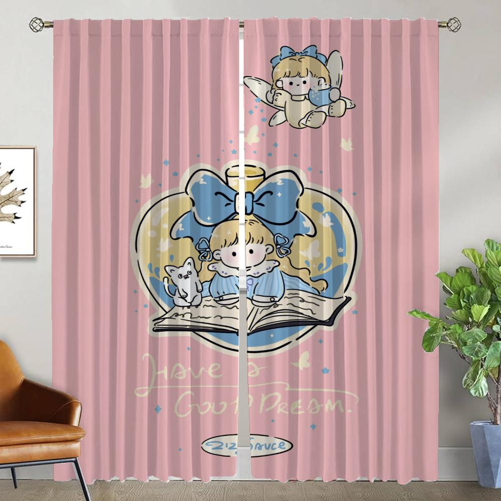 

Шторы для гостиной Штора для комнаты 2 панели Милые девичьи перегородки Шторы Хэллоуин Украшение дома Интерьерные шторы Камера W50xH70cmx2pcs-CL