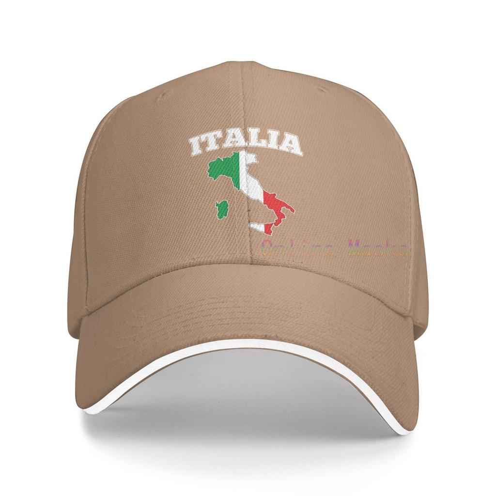 Italien Karte Flagge Vintage Baseball Caps Sandwich Cap Baumwolle Sommer Outdoor Sonnenhut Unisex Damen Unisex Erwachsene Washed Denim Verstellbar