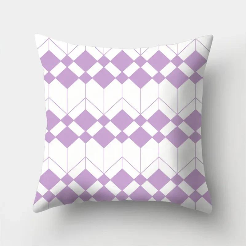 Lila Geometrisches Streifenmuster Druck Kissenbezug Zuhause Wohnzimmer Büro Sofa Dekoration Quadratisches Kissen