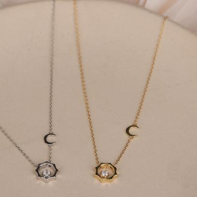 Sun and Moon Necklace Temperament New Year's Simple Design Collarbone Chain Women's Trendy