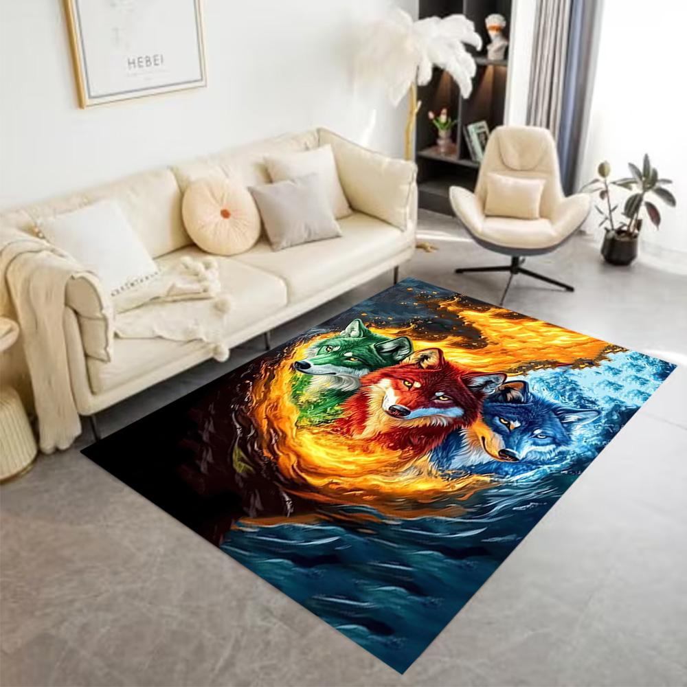 1pc Wolf Pack Forest Design Home Carpet Non-slip Office Decor Gift Living Room Bedroom