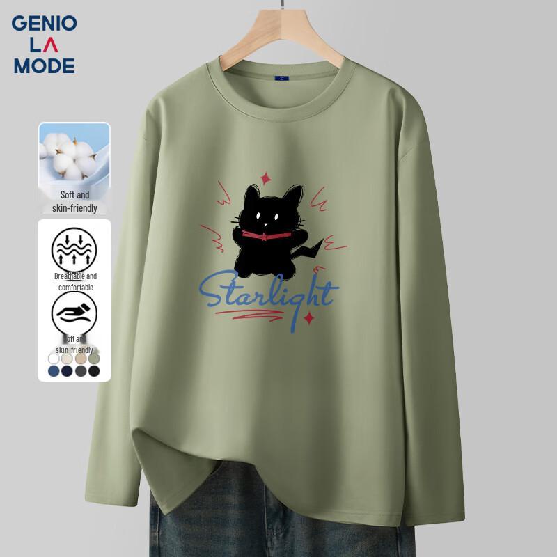 

GENIOLAMODE Men s Pure Cotton Long-Sleeve Round Neck T-Shirt 3XL