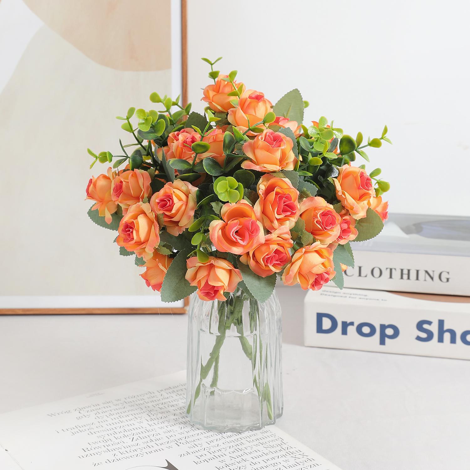 

Букет из искусственных роз и эвкалипта. Искусственный цветок для сада. Свадьба. Украшения для свадьбы. Уличная вечеринка. Декор стола. Домашняя комната.