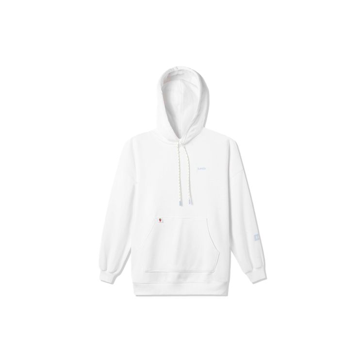 Levis Logo Embroidered Drawstring Hooded Loose Casual Sweatshirt Women sweatshirt White A0781-0003