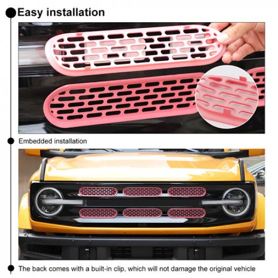 Pink Front Grille erts Mesh Net Grill Trim Cover For Ford Bronco -2025 US