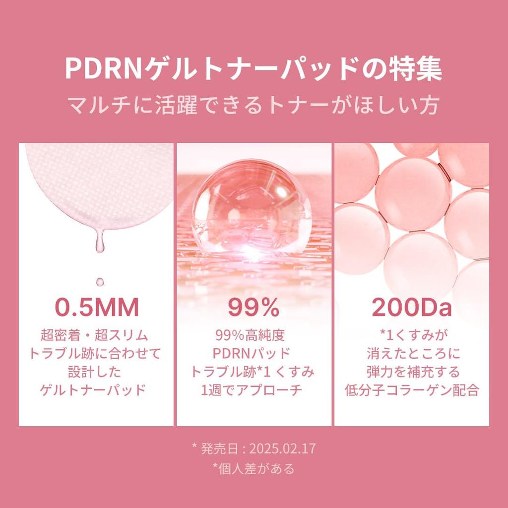 Medicube PDRN Pink Collagen Gel Toner Toner Neues Konzept Gesicht Teilgesichtsmasken-Pads, Hochreines 99% PDRN, Abwischlotion, Pads, Maske,