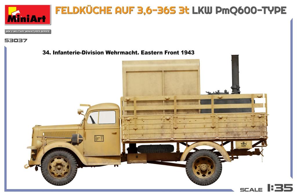 Miniart Feldkuche 3t Truck Type PmQ600 Plastic Model MA53037 Military Vehicle 1/35 3.6-36S