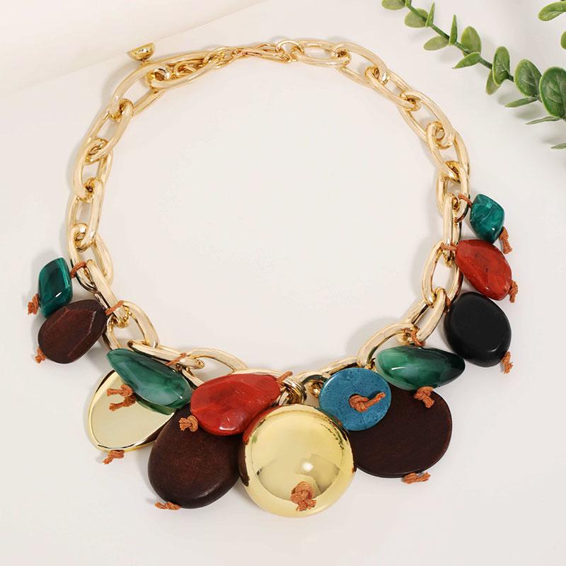 Statement Boho Colorful Beads Necklace Handmade for Woman Girl Wedding Party Jewelry