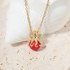 Trendy Octopus Red Bead Choker, Golden Tone Adjustable Chain, Fashion Cute Animal Pendant Necklace for Daily Wear