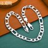 925 Sterling Silver Fashion 12mm Side Chain 16-30 Inch Necklace Wedding Jewelry