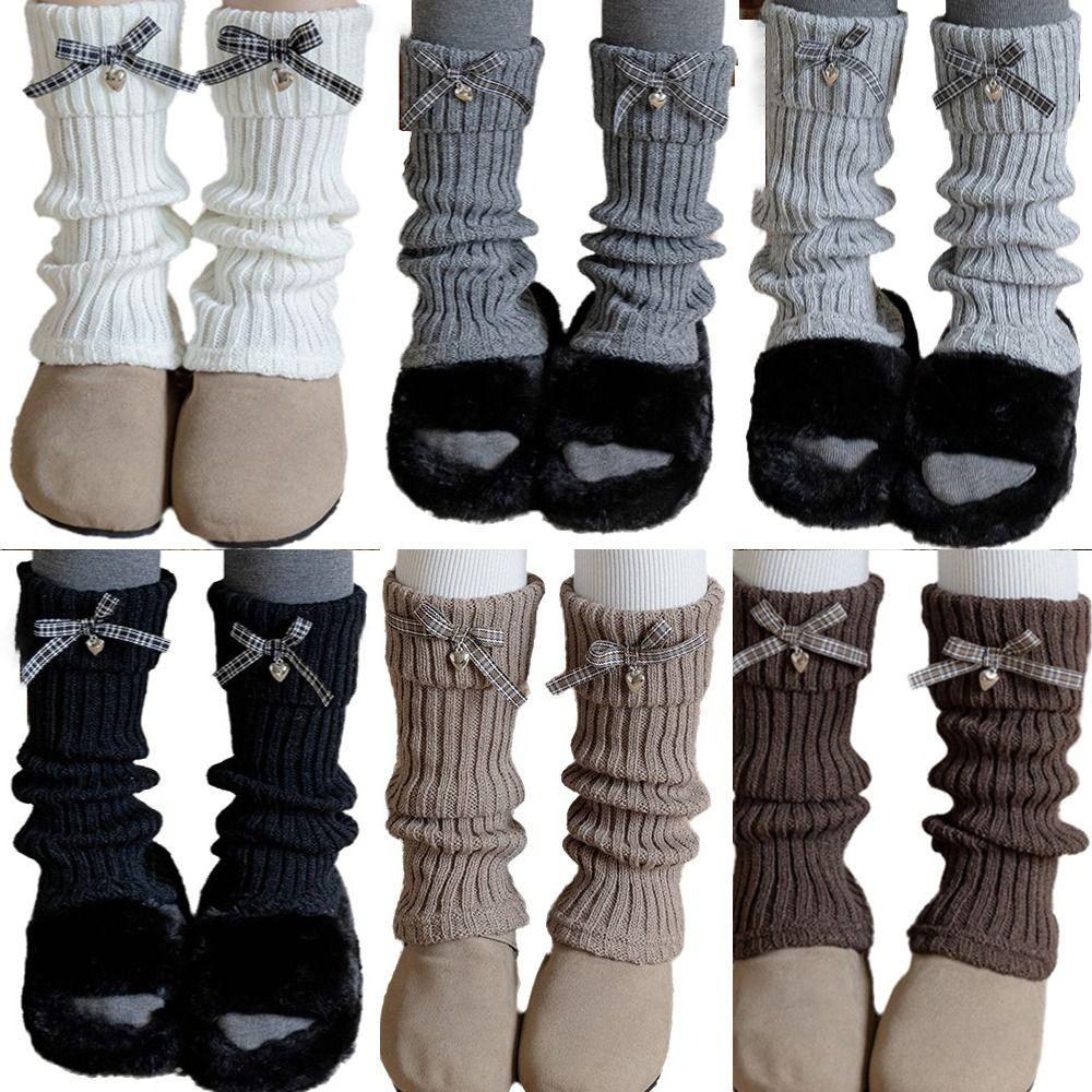 Kawaii High Elastic Kids Leg Warmers Bow Trim Sweet Style Lolita Style Socks Knitted Long Stockings Children Wear