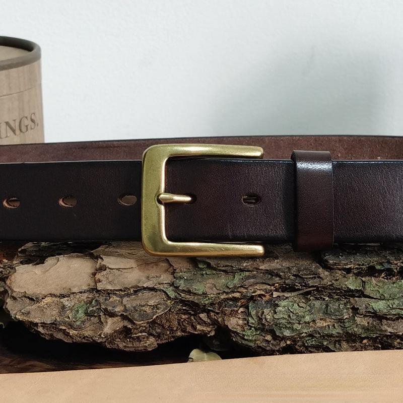 High-End Men Brass Buckle Belt Men's Leather Pin Buckle First Layer Cowhide Fashion All-Match Casual Pants Belt