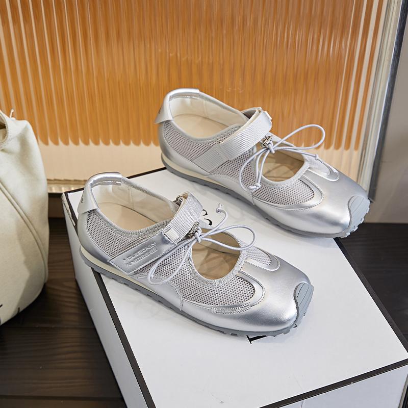 Fashion 2025 New Flat Mary Jane Shoes for Women One-strap Ballet Women's Sneakers Large Size Mesh Breathable Female Shoes