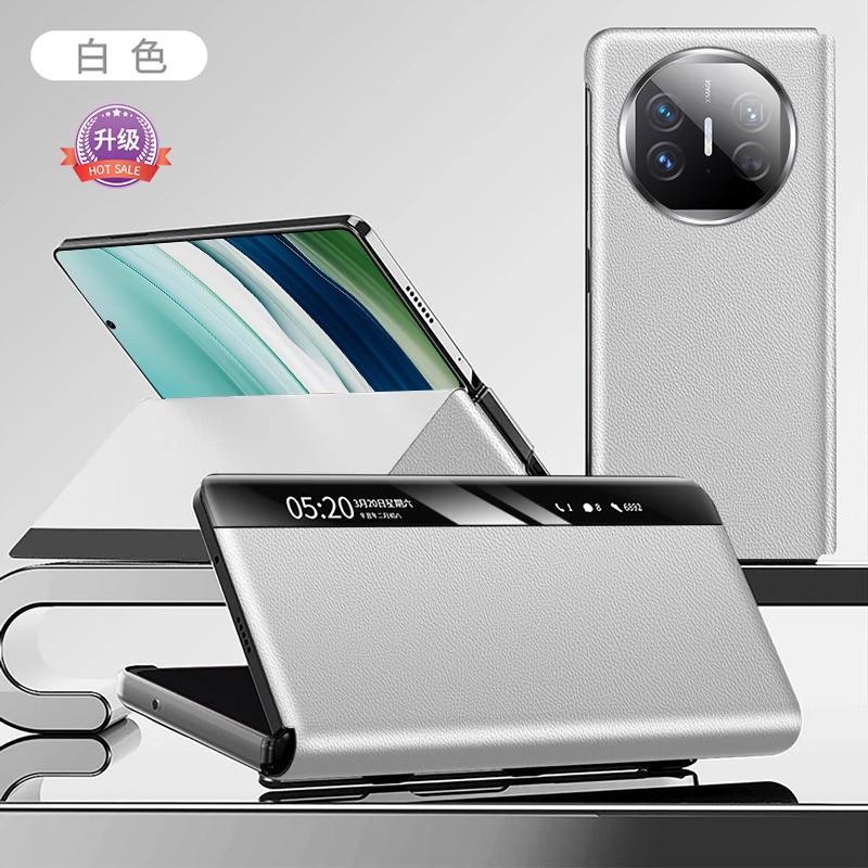 Ultra-Thin Genuine Leather Phone Case Mate X5 X6 Premium Edition Full-Cover Lens Protection Magnetic Snap-On Anti-Slip