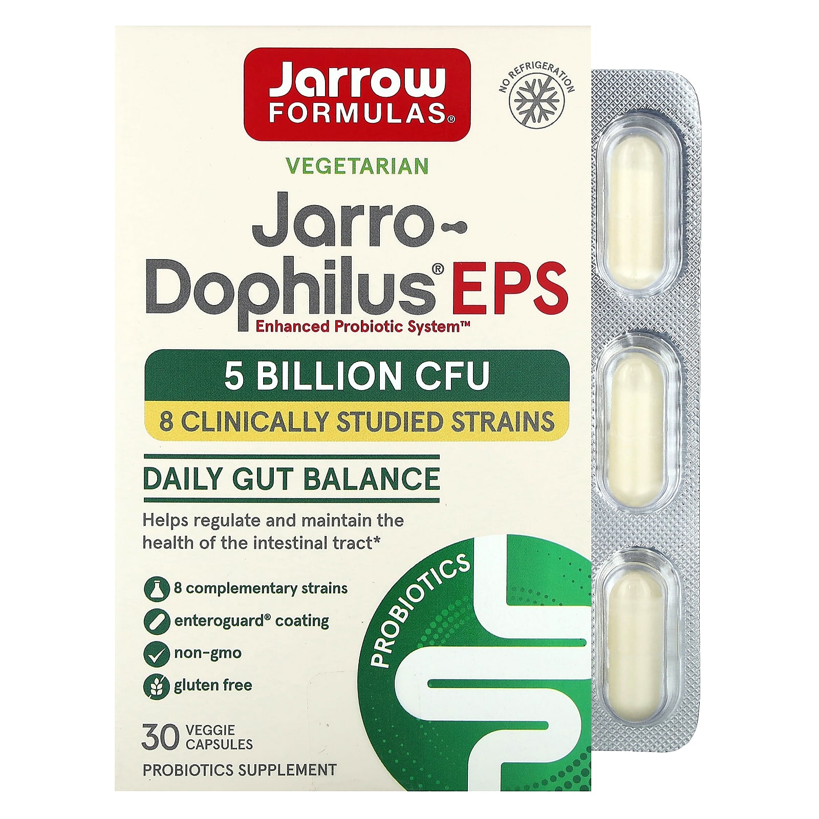 

Jarro-Dophilus, Eps, Digestive Probiotic, 5 Billion CFU, Enteroguard Veggie Capsules 30