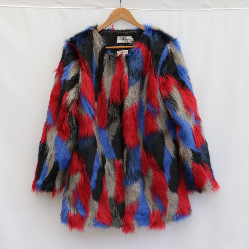 

Новая женская шуба имитация пляжной шерсти средней длины пальто стираный мех лисий мех длинные рукава большой размер топ XS