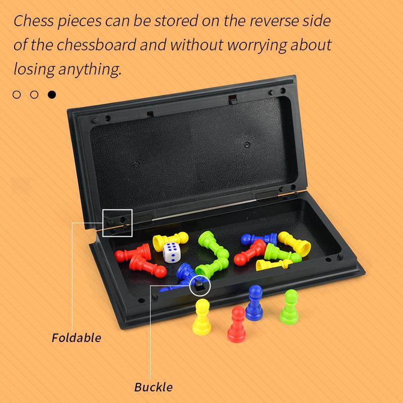 Portable Ludo Chess Backgammon Game Set Foldable Board Travel Family Kidsv Party Toy