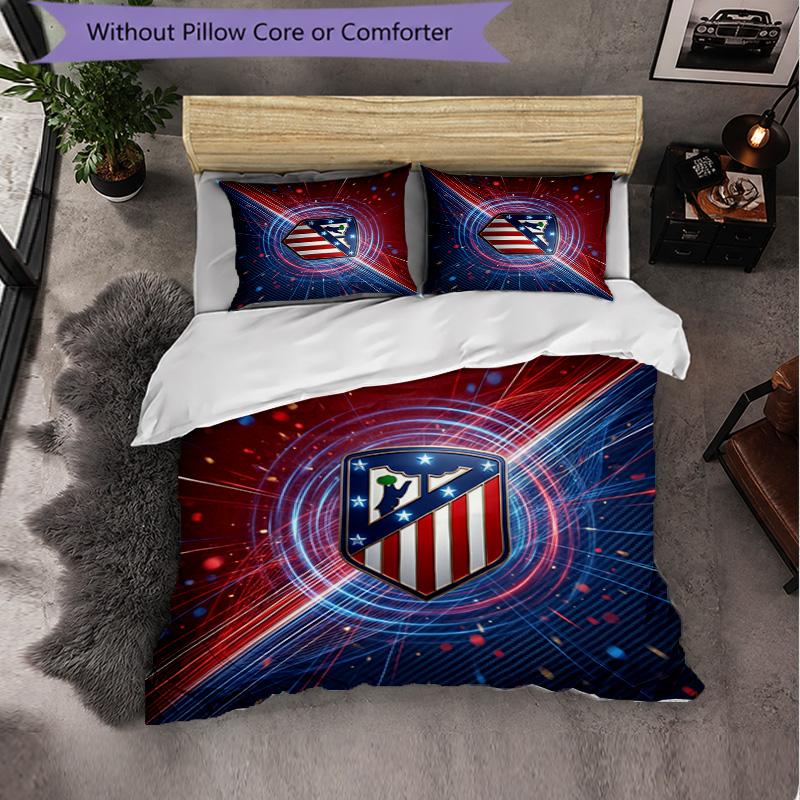 Set Lenzuola Atletico Madrid Modello 3 Pezzi Morbida Copripiumino in Microfibra con Federe per Camera da Letto