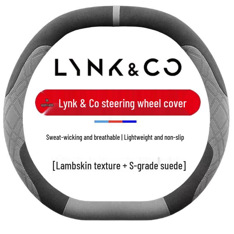 Suede Steering Wheel Cover for Lynk & Co 01, 02, 03, 05, 06, 08, 09 - All-Season Universal Fit