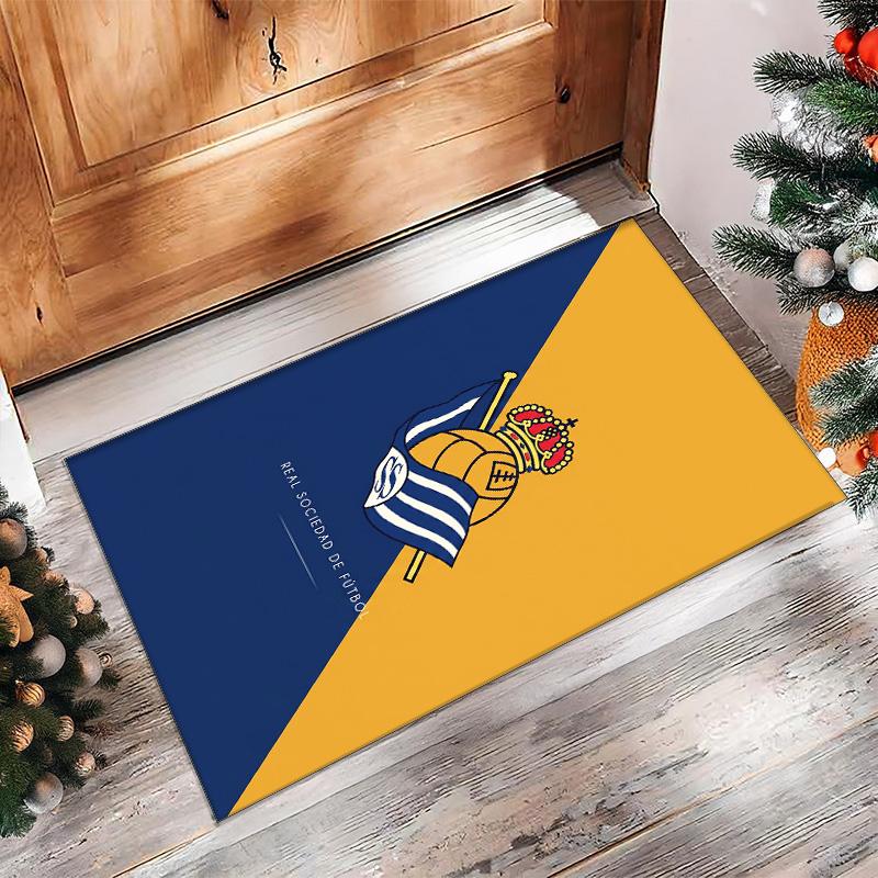Real Sociedad FC Soccer Football Pattern Soft Area Rug Non Slip Indoor Floor Carpet Sports Decor Mat for Bedroom