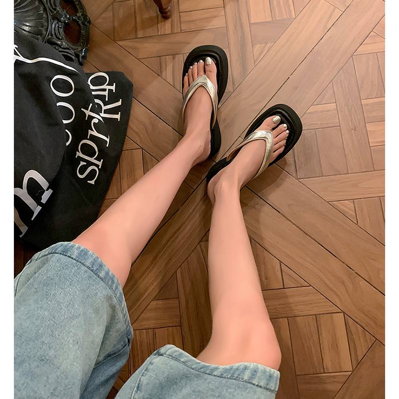 Krazing Pot Natural Skin Horsehair Handmade Summer Size 40 High Quality Slip On French Chic Flat Platform Flip Flops Women Peep Toe Sandals