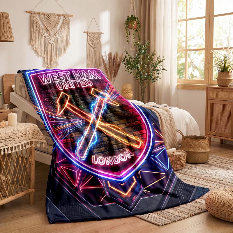 West Ham United Football Print Flannel Blanket Soft Warm Sofa Bed Throw Blanket For Home Office Bedroom