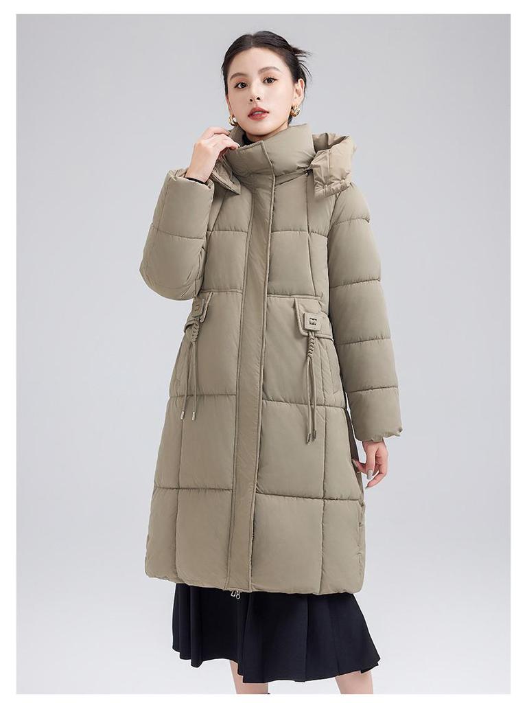 Women's Mid-Length Hooded Down Cotton Jacket - 2024 Autumn Fashion, Casual and Warm Coat