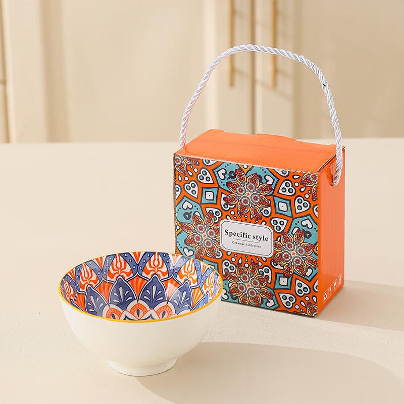 Jingboli Bohemian Ceramic Bowl & Chopsticks Gift Set