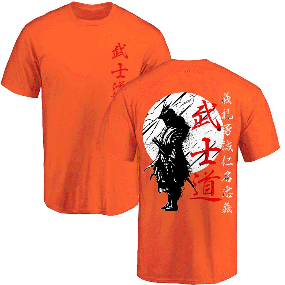 Japanese samurai shirt. Japanese style Japanese men's spirit printed T-shirt loose and comfortable Harajuku sports top