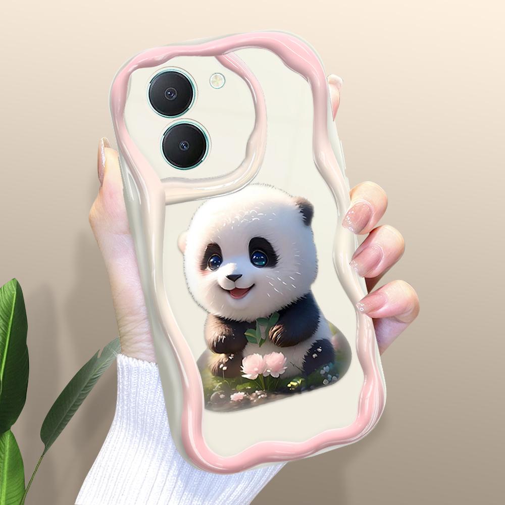 

Милый мультяшный узор, кремовая текстура, мягкий силиконовый чехол с волнистыми краями, чехол для телефона для Vivo Vivo Y28S 5G белый