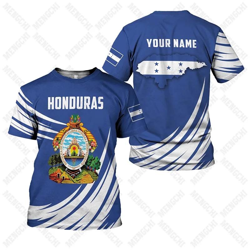 Honduras Vlajka Grafika Unisex Trička Letní Ležérní Streetwear Pánská Móda Dres Chlapec Nadrozměrná Trička Krátký Rukáv Sportovní Oblečení