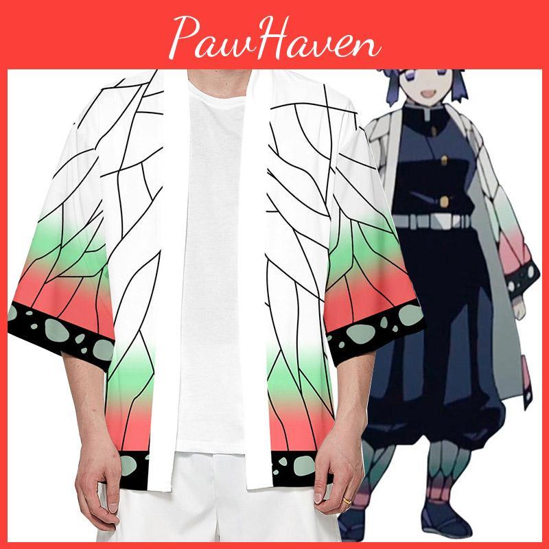 Kimono Haori larg unic Kochou Shinobu Demon Slayer Kimetsu No Yaiba Topuri Cu Detalii Frumoase
