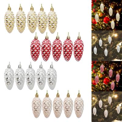 5x Christmas Tree Pinecones Ornaments Shatterproof Shiny Xmas Pinecones Small