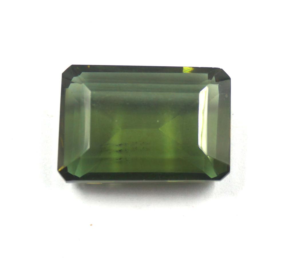 89.55 Carat Exclusive Green Moldavite Emerald Shape Lab Created Certified Gemstone SN395