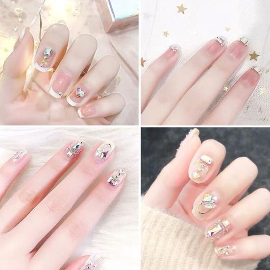 50Pcs/Bag Nail Art Rhinestone 3D Geometric Shaped Glitter Manicure Accessories