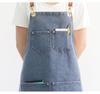 Washable Denim Apron: Durable Workwear for Coffee, Milk Tea, or Florist Shops with Custom Logo Option