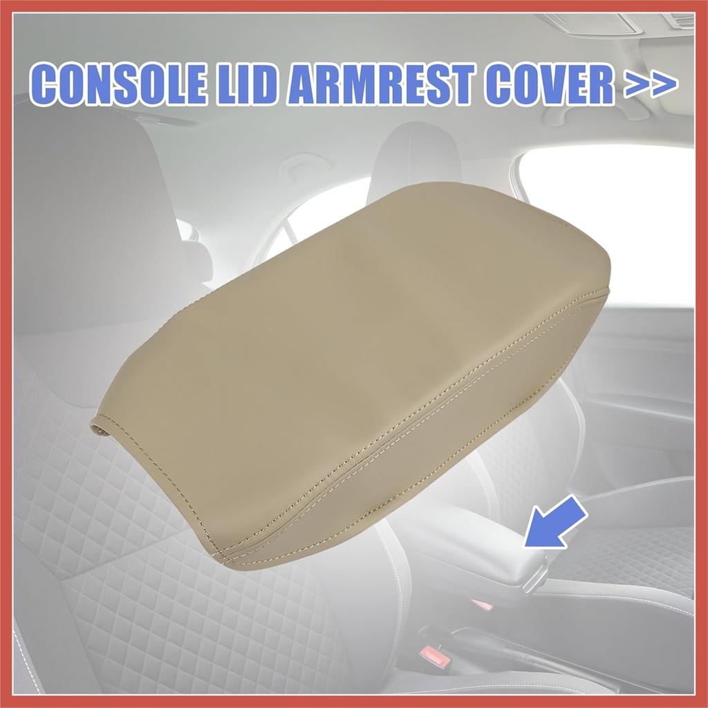 ACROPIX Car Center Console Lid Armrest Seat Box Cover Protector Replacement Microfiber Leather for Toyota Camry 2007-2011 Beige Car Parts