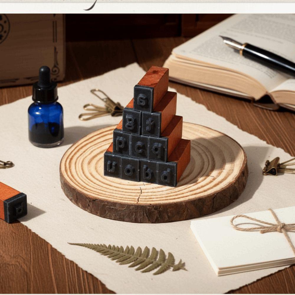 70Pcs Wooden Handle Wooden Rubber Stamp Set Vintage Precise Number Letter Number Stamp Mini Classic Symbol Stamp Set