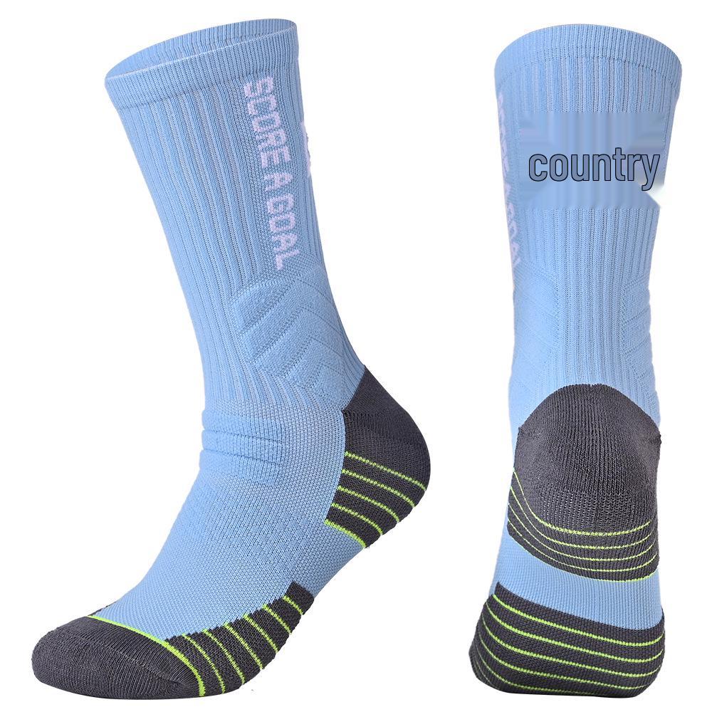 G177 Men s Non-Slip Football Training Socks, Thickened Towel Bottom, Mid-Calf Professional Sports Socks L Adult 38-45 EU
