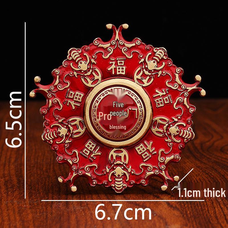 

Brass Five Blessings Rotating Pendant: Pure Copper Lucky Bats Ornament