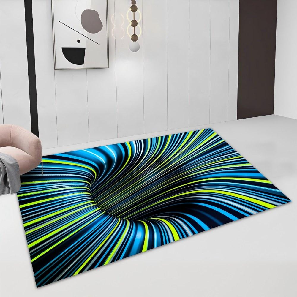3D Vortex Illusion Carpet Entrance Door Floor Mat Abstract Geometric Optical Doormat Non-slip Floor Mat Living Room Decor Rug