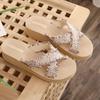 Summer Women's Cross Over Thick Soled and Beach Slippers