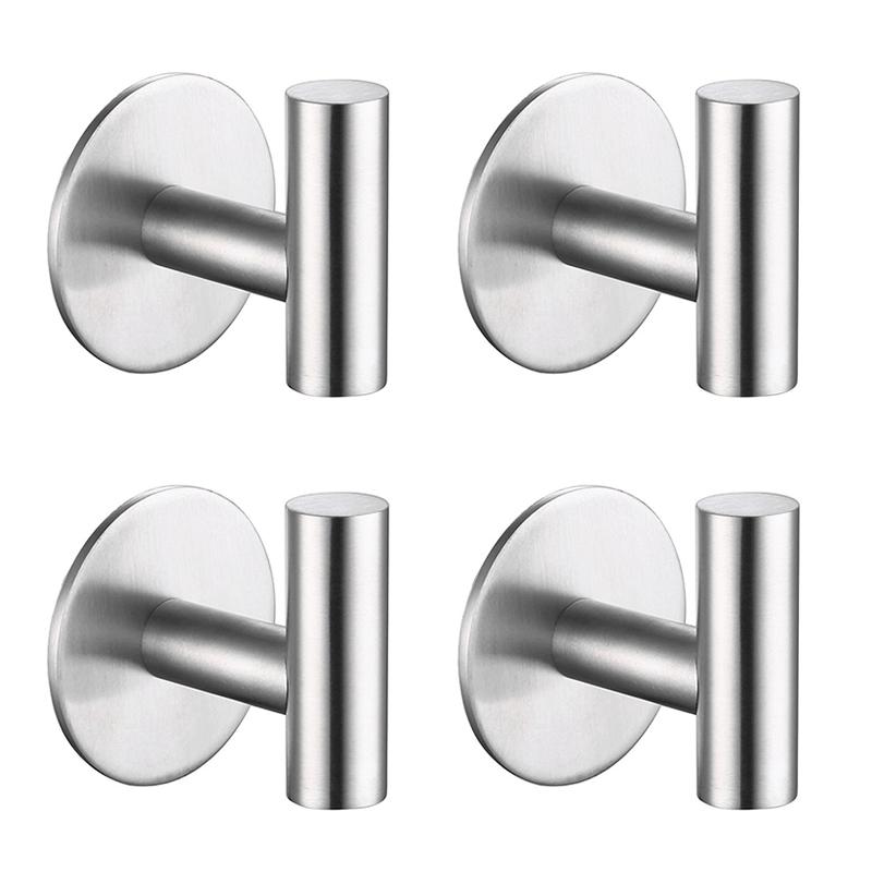 

4 шт. клейкий настенный крючок из нержавеющей стали 304, водонепроницаемые влагостойкие крючки для ванной комнаты, дома, кухни, спальни серебряный