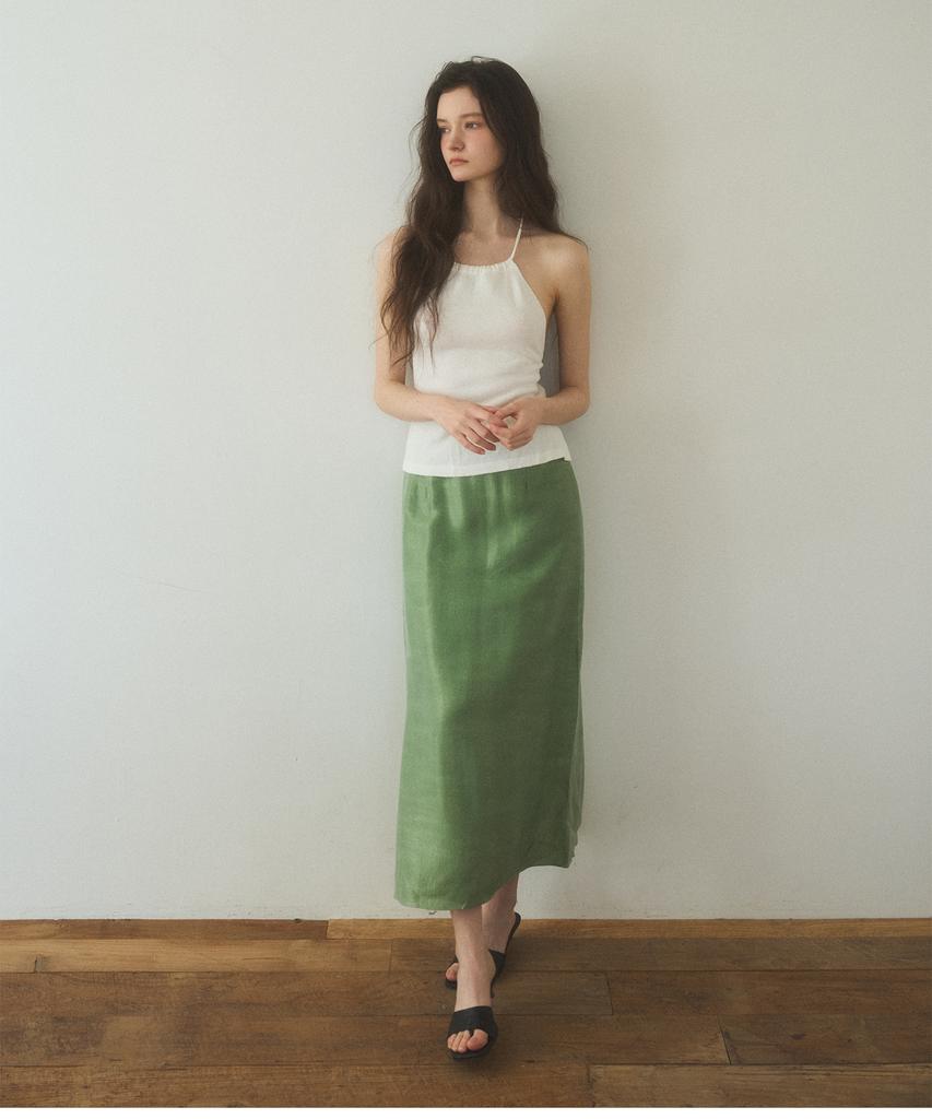 Poeteuseoul Glossy Maxi Skirt_Mint