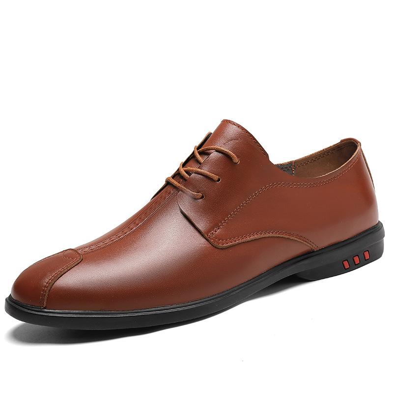 

Модные туфли на плоской подошве с круглым носком и тисненой шнуровкой, повседневные кожаные туфли, дышащие кожаные туфли, одинарные туфли, мужская обувь, текстура 45