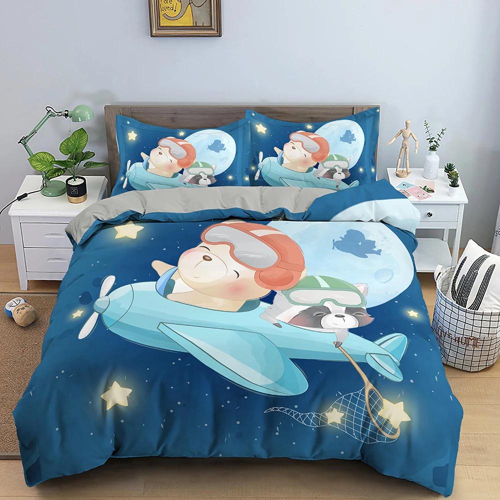 3D Cartoon Pattern Duvet/Quilt Cover Cozy Soft Bedding Set For Children Kids Bedroom Decor Bedclothes Queen Twin Single 2/3Pcs