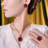 Autumn and winter new huabi jewelry simulation red corundum retro black gold jewelry set main stone 13 * 18-10-12